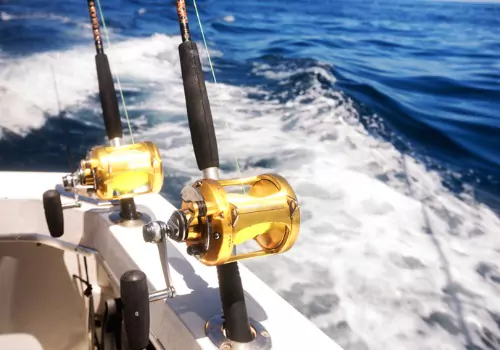 Heavy reels on the back of a fishing boat for Fishing in St. Petersburg FL