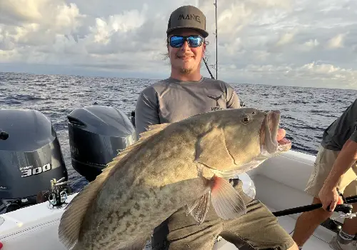 An angler showing off the large fish they caught while on Fishing Trips near St. Petersburg FL